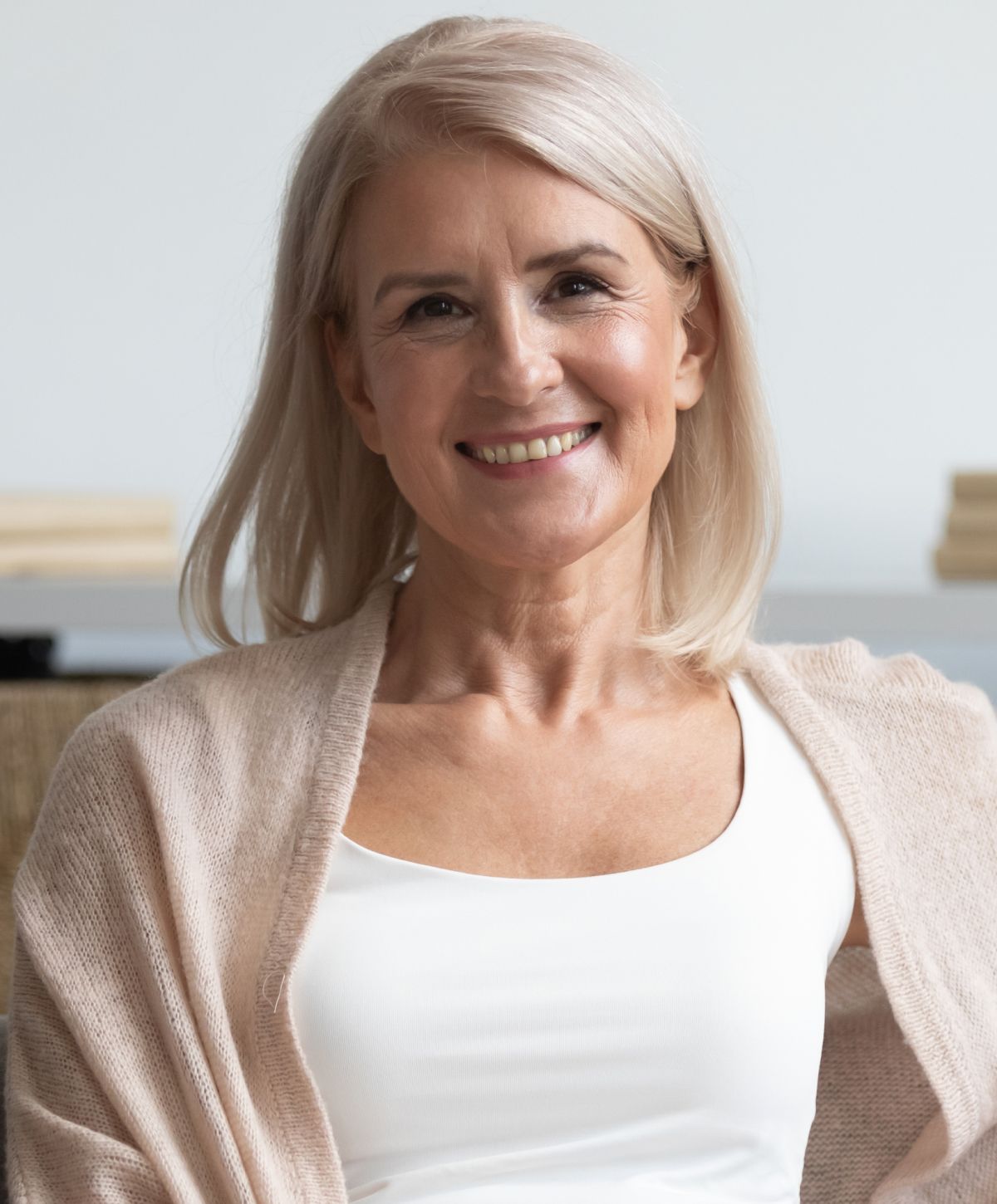 marina del rey full mouth reconstruction model with white hair